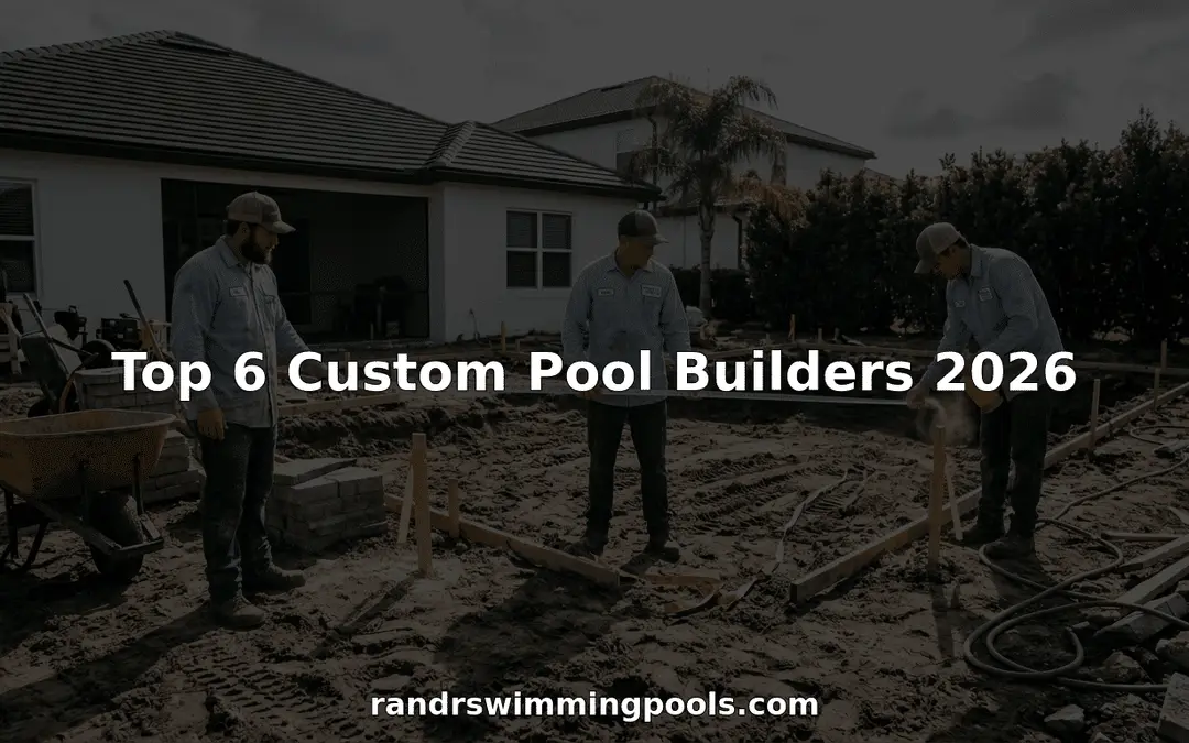 Pool builders marking custom pool site in backyard