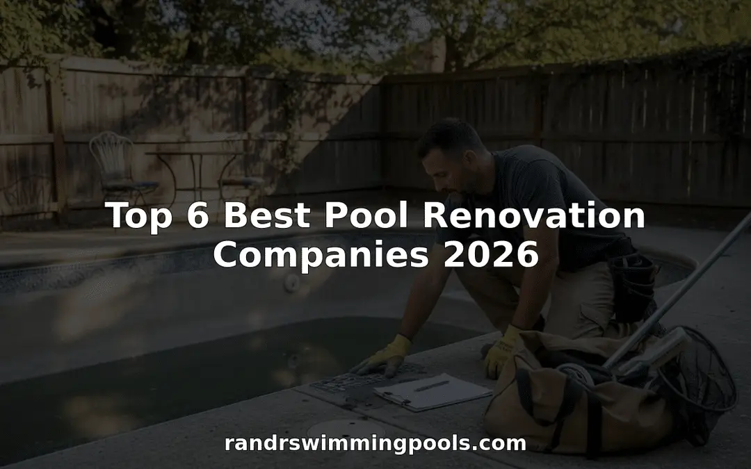 Article title over a dim photo of a technician at work beside a pool