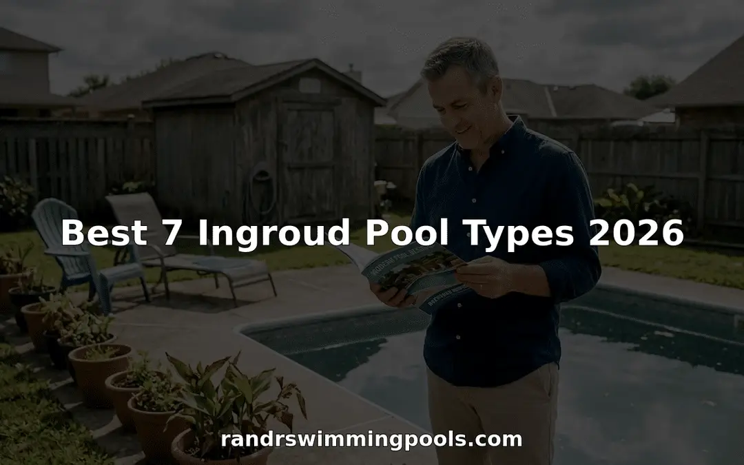 Homeowner reviewing inground pool types outdoors