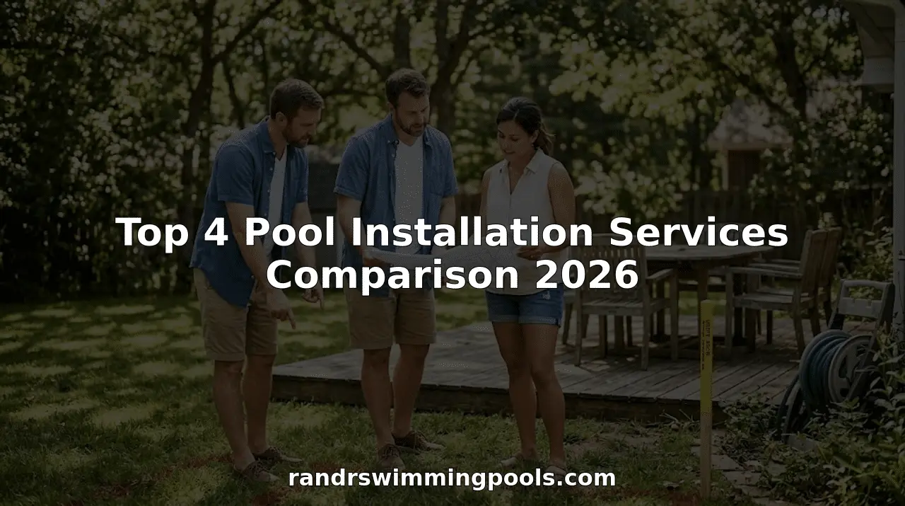 Top 4 Pool Installation Services Comparison 2026 Homeowners reviewing pool plans in backyard