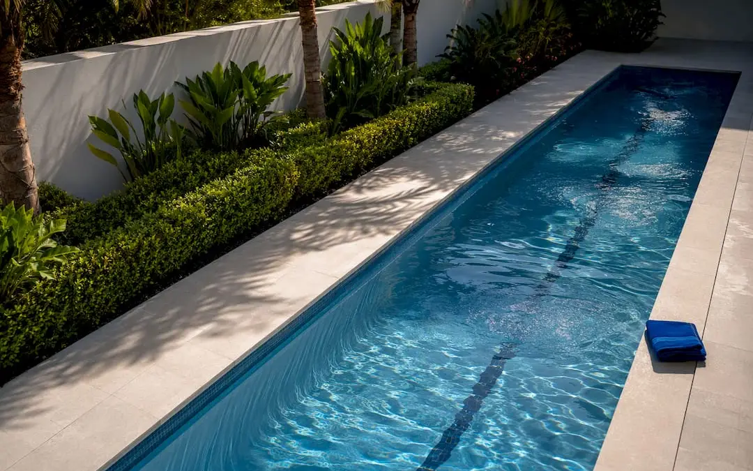 Partial lap pool lane in small backyard