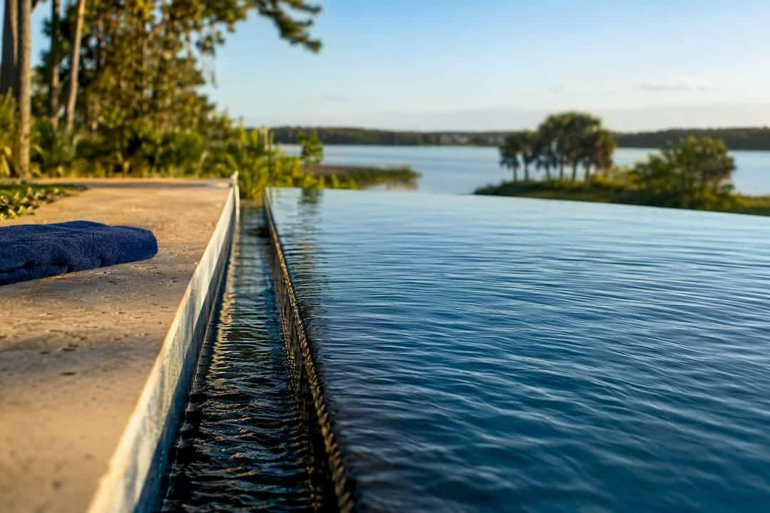 Infinity pool edge overlooking Central Florida lake
